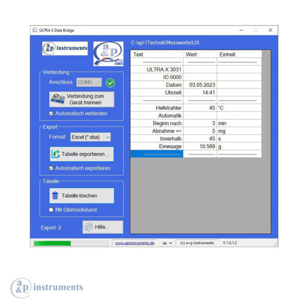 a&p instruments | Software ULTRA X DataBridge